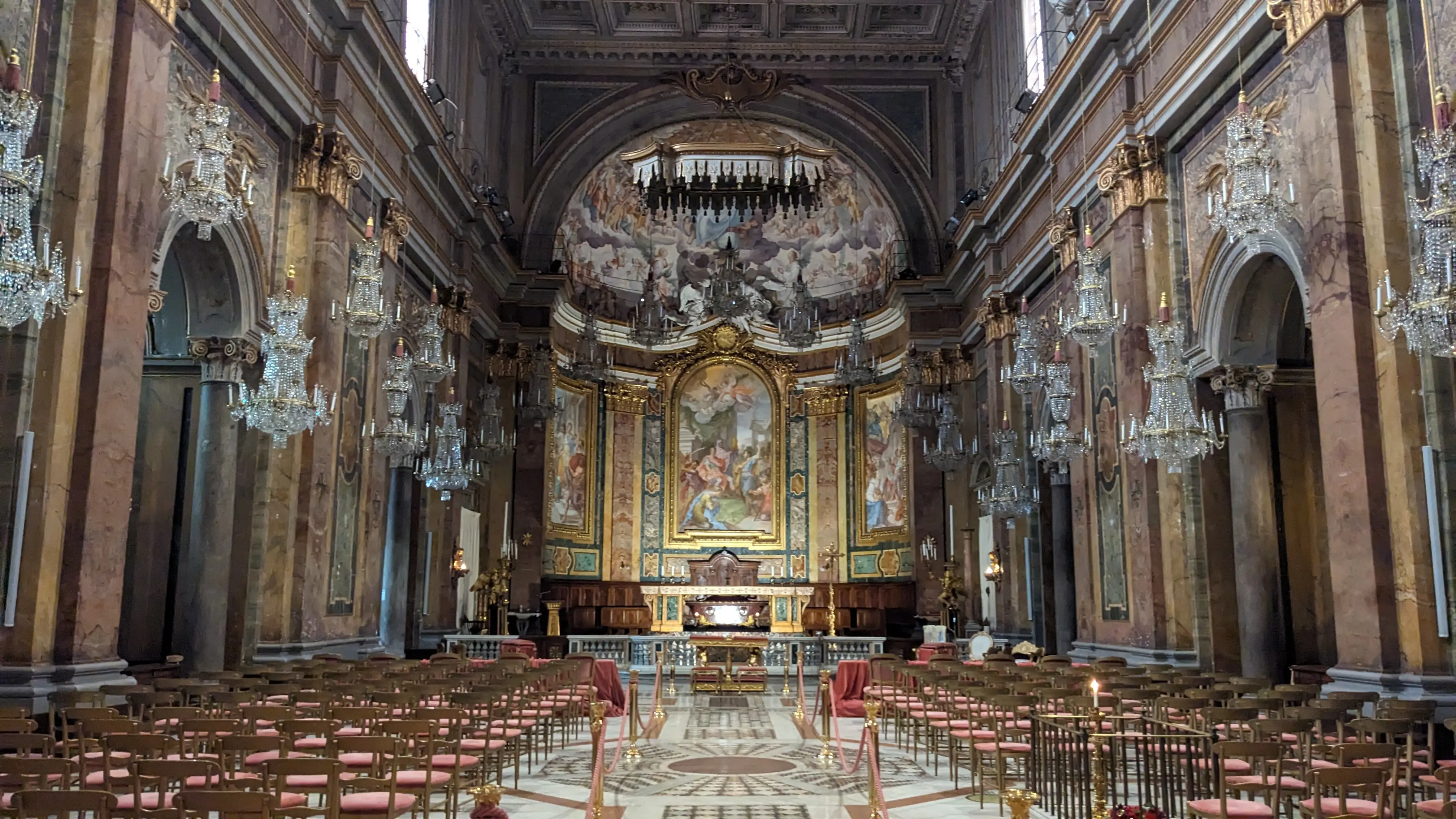 Church with chandeliers