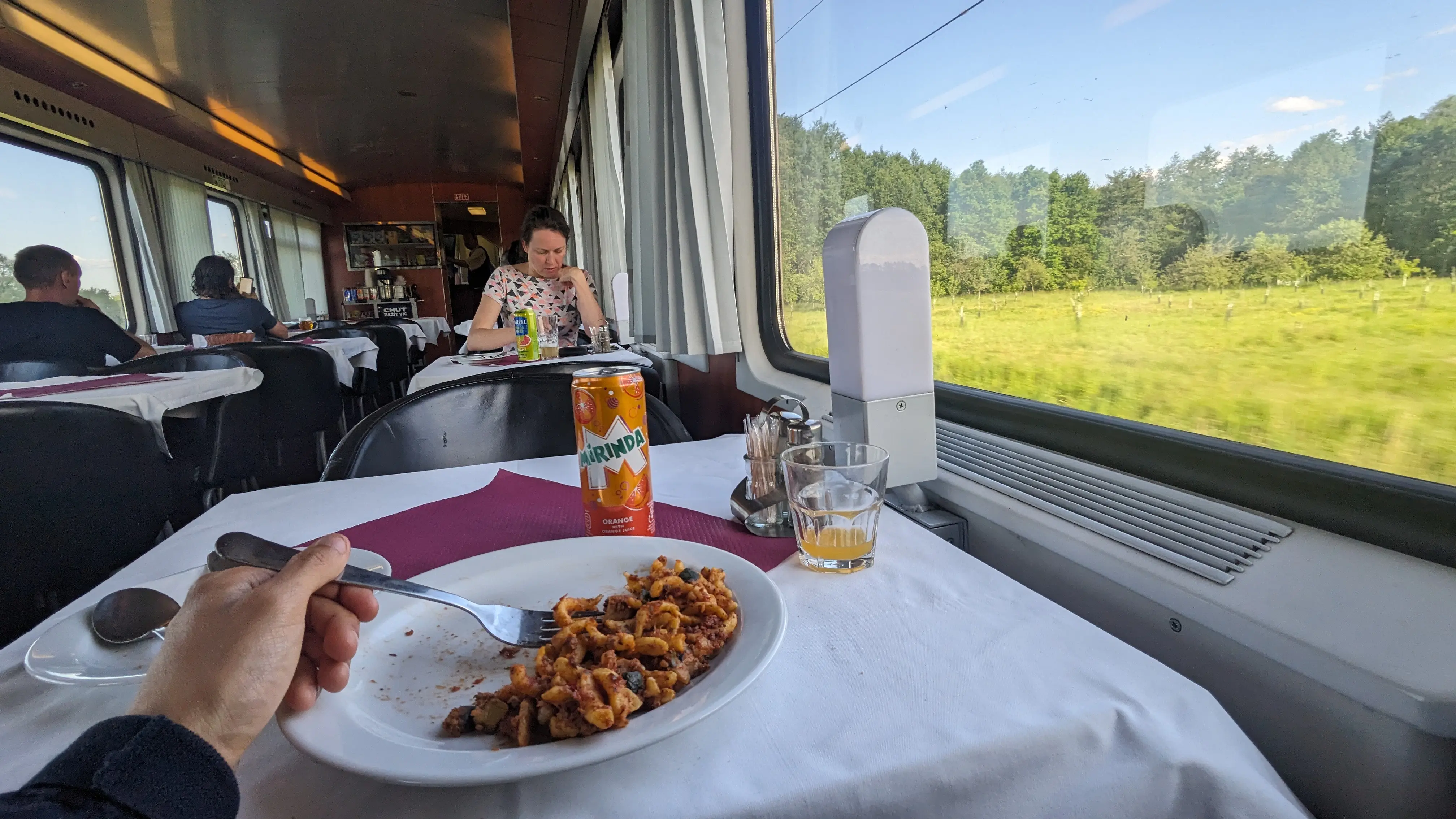The dining car on the train