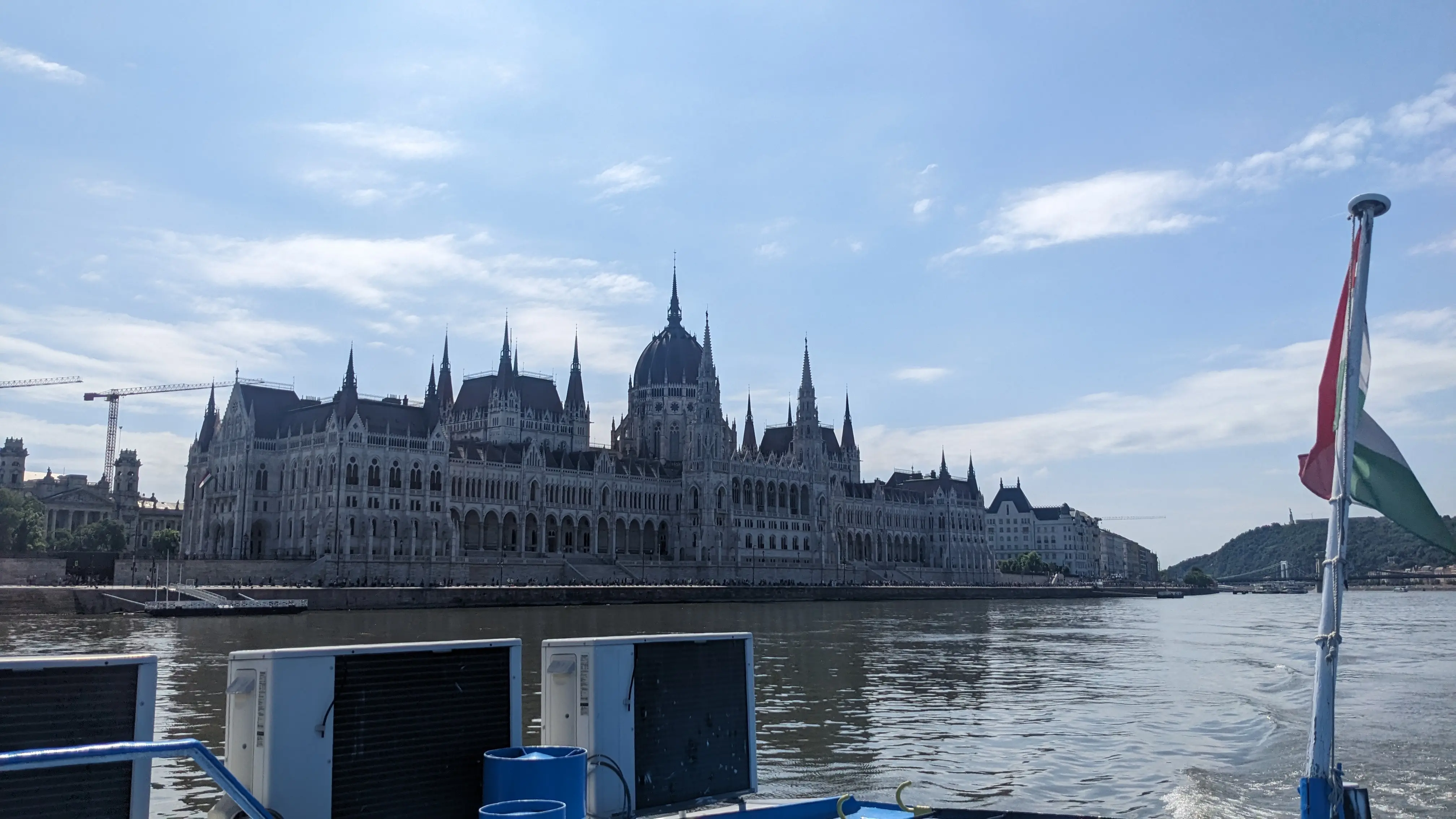 The Budapest parliament building viewed from the river